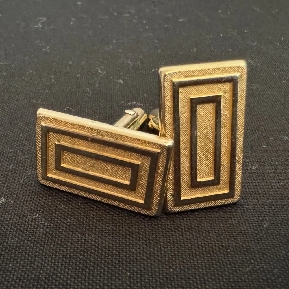 Vintage Gold-Tone Rectangular Cufflinks